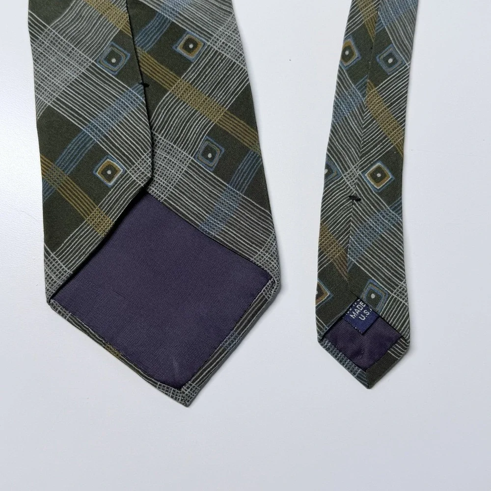 Structure Plaid Geometric Necktie Dark Academia Retro Mod Office Core Tie‎ USA